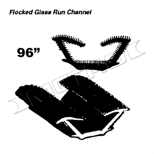 Flocked Glass Run Channel. For models with framed side glass. 96 In. Piece. Each. FL.WNDW CHAN GM MOPAR 65-67